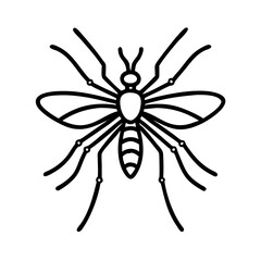 Mosquito icon with detailed wings, vector illustration. Editable stroke.
