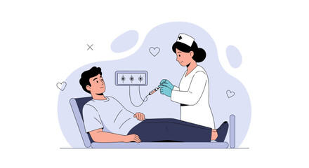 Fototapeta premium Nurse Administering An Intravenous Infusion To A Patient In Medical Facility
