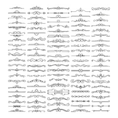 Art of collection of elegant decorative page dividers and ornamental borders isolated on white background