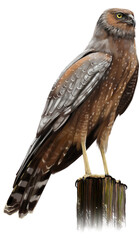 Spotted harrier (Circus assimilis) striding through open grassland, showing off striking plumage and keen hunting posture in Australia.