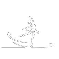 Fototapeta premium Continious line art Ballet Dancer Line Drawing – Minimalist Continuous Line Art Symbolizing Grace and Movement