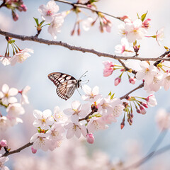 cherry blossom and butterflies
