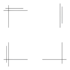Art of abstract minimalist line art corner elements isolated on white background, simple geometric shapes for design