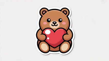Bear with Heart – Cute Love Sticker