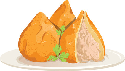 fried samosa with meat filling