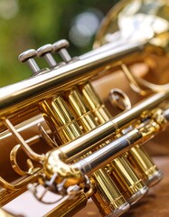 Obraz premium Close-up of a brass trumpet
