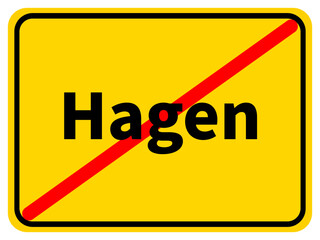 Illustration of a city exit sign for the city of Hagen