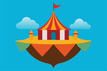 Obraz premium ship and circus tent merged into a fantasy island (1).eps