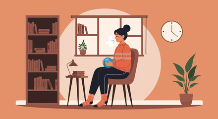 Woman Meditating Peacefully At Home Embracing A Moment Of Tranquility