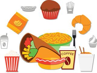 fast food icons set
