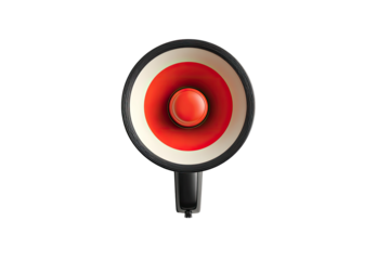 Close-up of a black megaphone, red cone