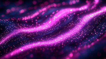 Abstract swirling pink and purple digital particles