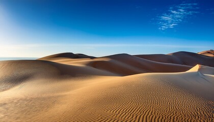 metallic sand dunes shifting under a bright blue sky displaying liquid chrome texture