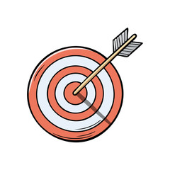Target arrow hitting bullseye illustration