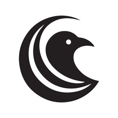 minimalist crow logo with white background