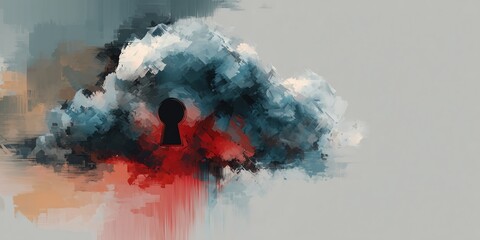 Mysterious Cloud with Hidden Keyhole in Abstract Art