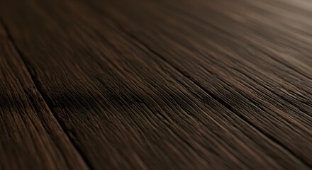 Fototapeta premium Rich dark brown wooden planks texture, a rustic background with a deep, warm feel and depth of field.