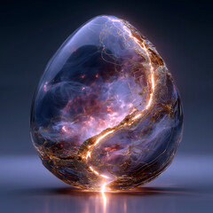 Mesopotamian Mythology・Cosmic Chaos Egg | Flowing Nebula Creation, Cuneiform Codes, Cosmic Birth Crack, Origin Art