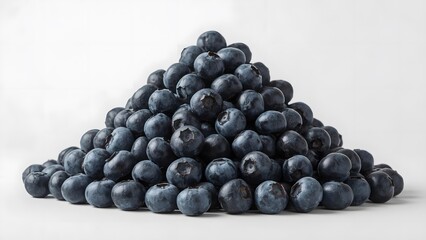 Pile of Fresh Blueberries on White Background
