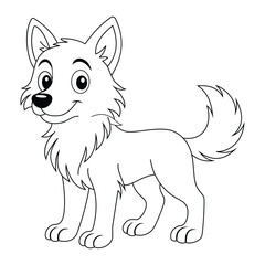 Cute Cartoon Wolf Coloring Page for Kids