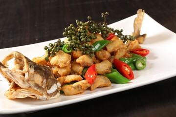 Chinese cuisine, Cantonese cuisine, double pepper sea bass