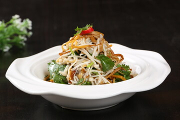 Chinese cuisine, Cantonese cuisine, two-color enoki mushrooms