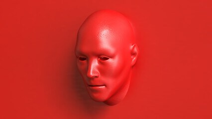 The Red face for Abstract Background concept 3d Rendering.
