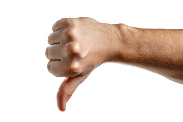 Close-up of a hand displaying a thumbs-down gesture