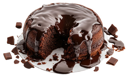 Decadent chocolate lava cake dessert 3D render on white background