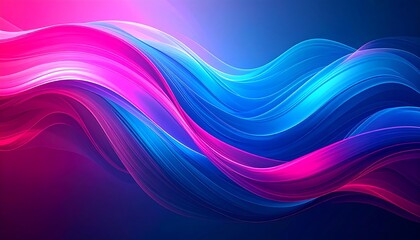 Abstract background with flowing waves of pink and blue light, creating a vibrant and dynamic digital aesthetic.