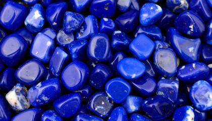 Close-up of polished blue stones