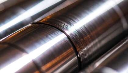 Close-up of polished metal rollers