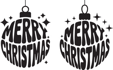 Fototapeta premium Merry Christmas – Festive Ornaments with Bold Typography and Sparkles