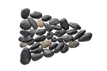 Dark, irregular stones arranged in a triangular shape