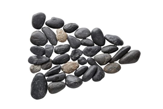 Dark, irregular stones arranged in a triangular shape