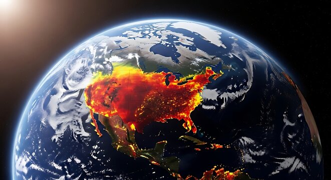 North America highlighted by tariff heatmap on globe