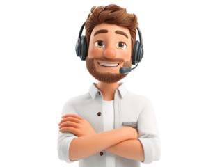 Friendly Cartoon Customer Service Representative