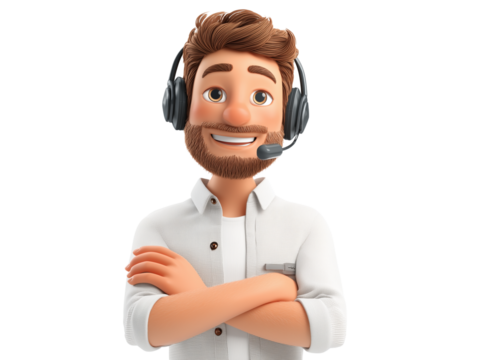 Friendly Cartoon Customer Service Representative