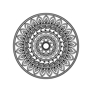 Intricate Black and White Mandala 

