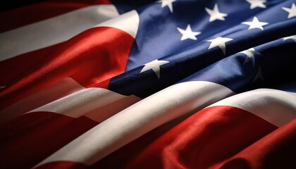 Close-up of rippling American flag