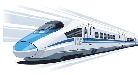 fast train on a white background