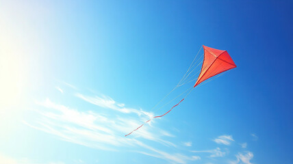 Red kite flying in blue sky, International Day of Clean Air for Blue Skies