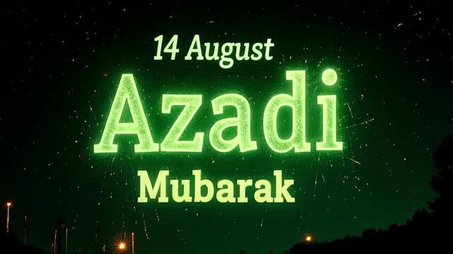 Azadi mubarak on august fourteenth with fireworks display in the night sky celebration scene