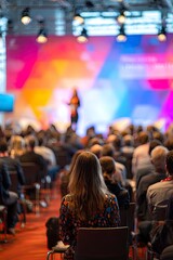 Conference Speaker Addresses Attendees in Convention Center