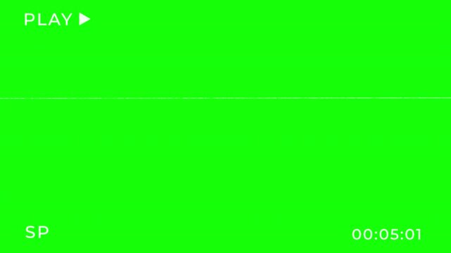 VCR playing, vhs tape playing with green screen. 4k