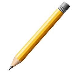  yellow Pencil, school office tool for drawing and writing isolated on transparent background. generative ai