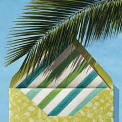 Tropical Postcard With Palm Frond