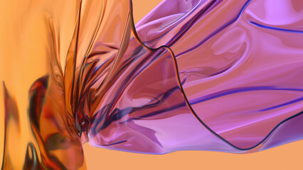 Pink and Orange Abstract Glass Background in 3D Render Style