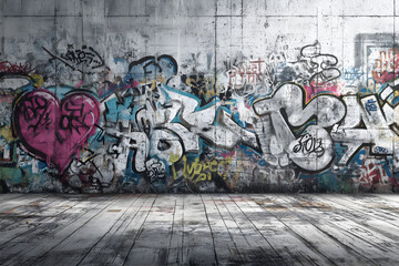 Vibrant Urban Canvas: A Visual Symphony of Color, Culture, and Expression Captured on an Artistic Graffiti Wall in the Heart of the City