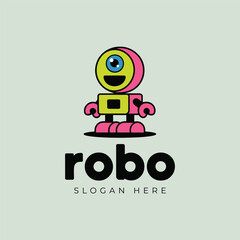 Vibrant One Eye Robot Logo, Unique Logo